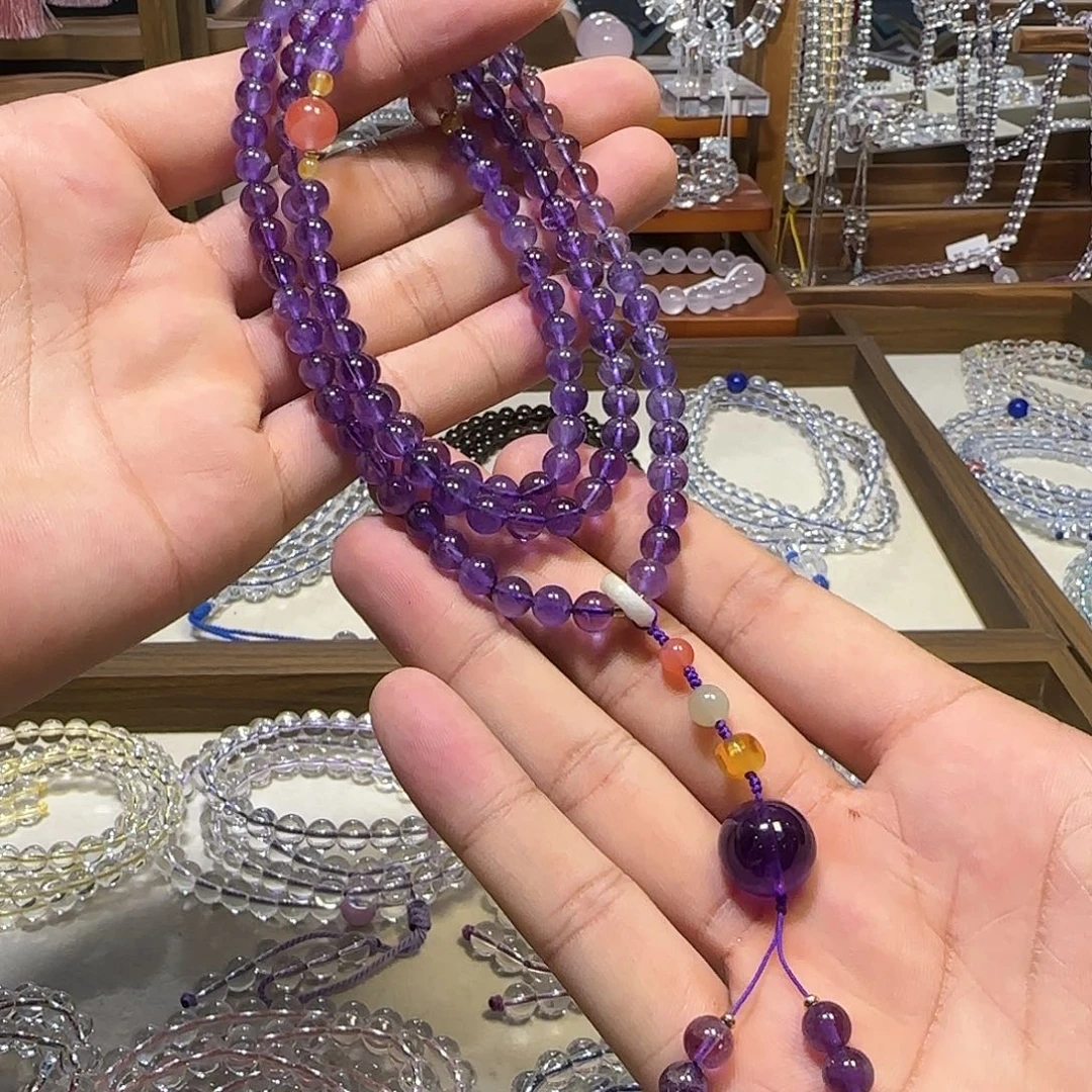 水晶手串未镶嵌紫水晶108