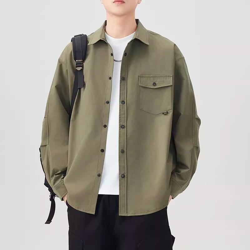 GS工装衬衫男士夹克新款春季潮牌高级感休闲衬衣帅气时尚男款外套