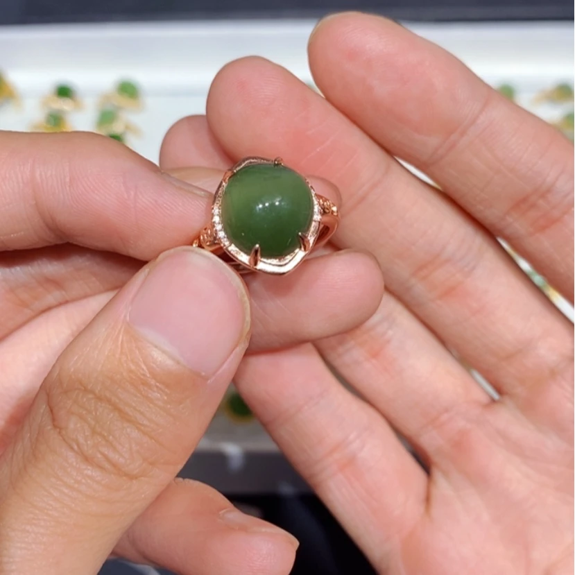 【闪购商品】和田玉（碧玉）戒指银S925镶嵌