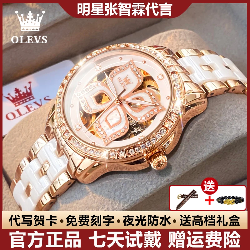 瑞士认证精致炫酷高档女士手表轻奢时尚全自动机械表防水夜光腕表