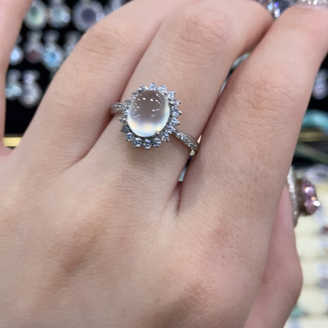 蛇纹石玉银S925镶嵌戒指