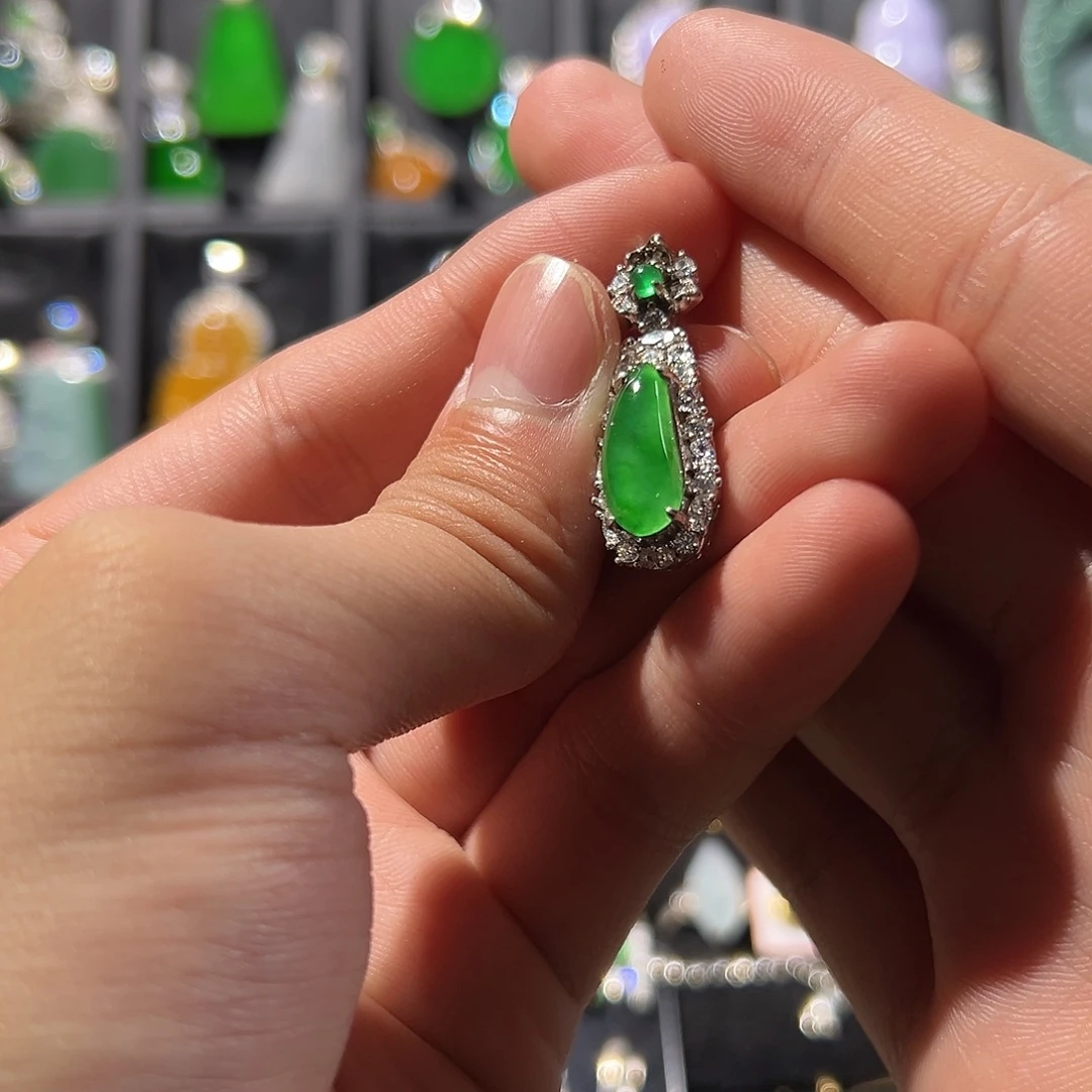 翡翠银S925镶嵌吊坠(不含链)