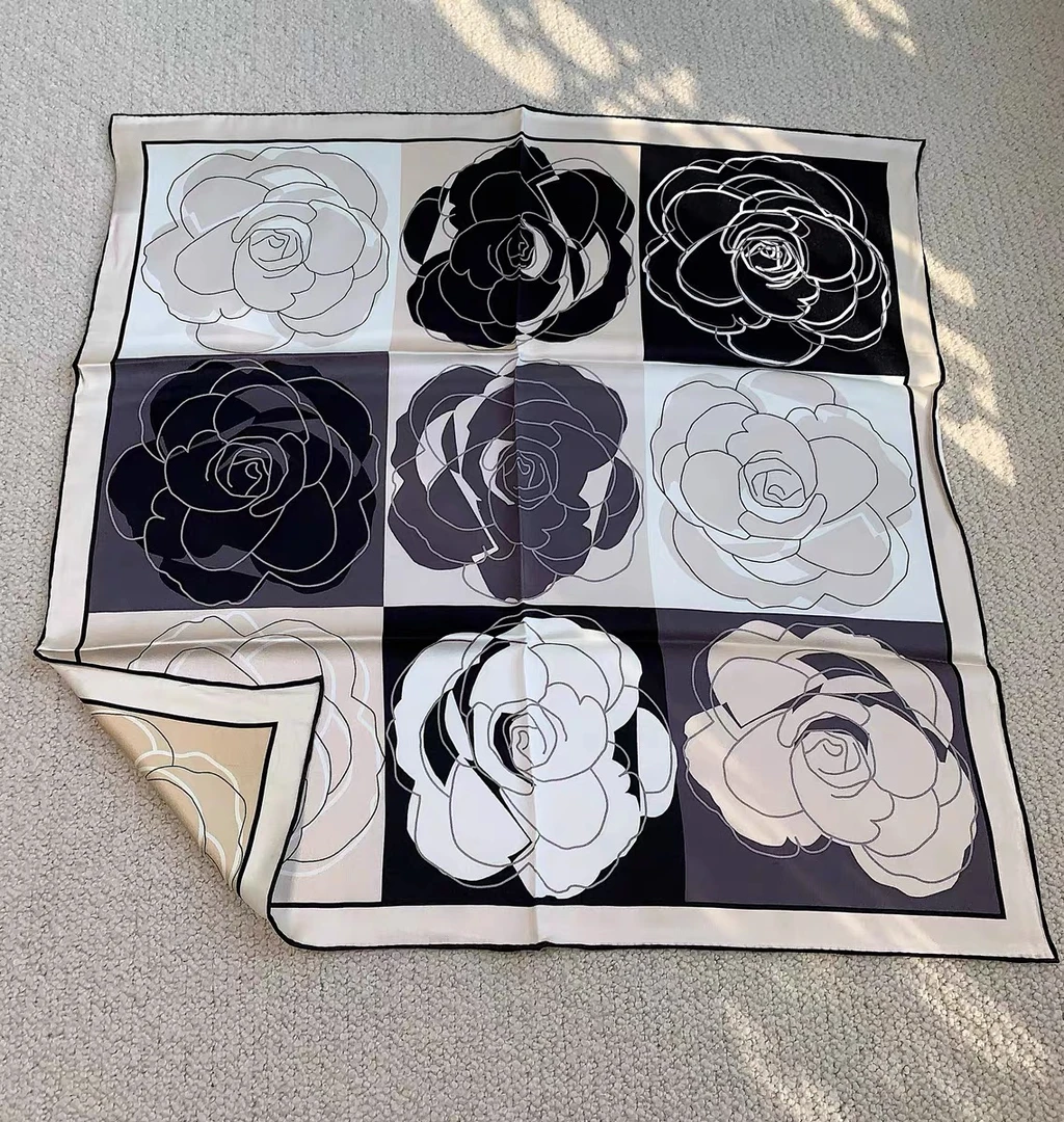 [春日山茶] 65尺寸 23姆米重磅桑蚕丝双面缎女士丝巾时尚气质百搭