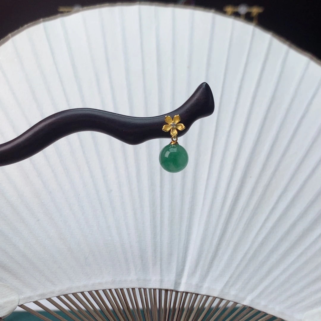 石英质玉冰飘花发簪银S925镀金镶嵌