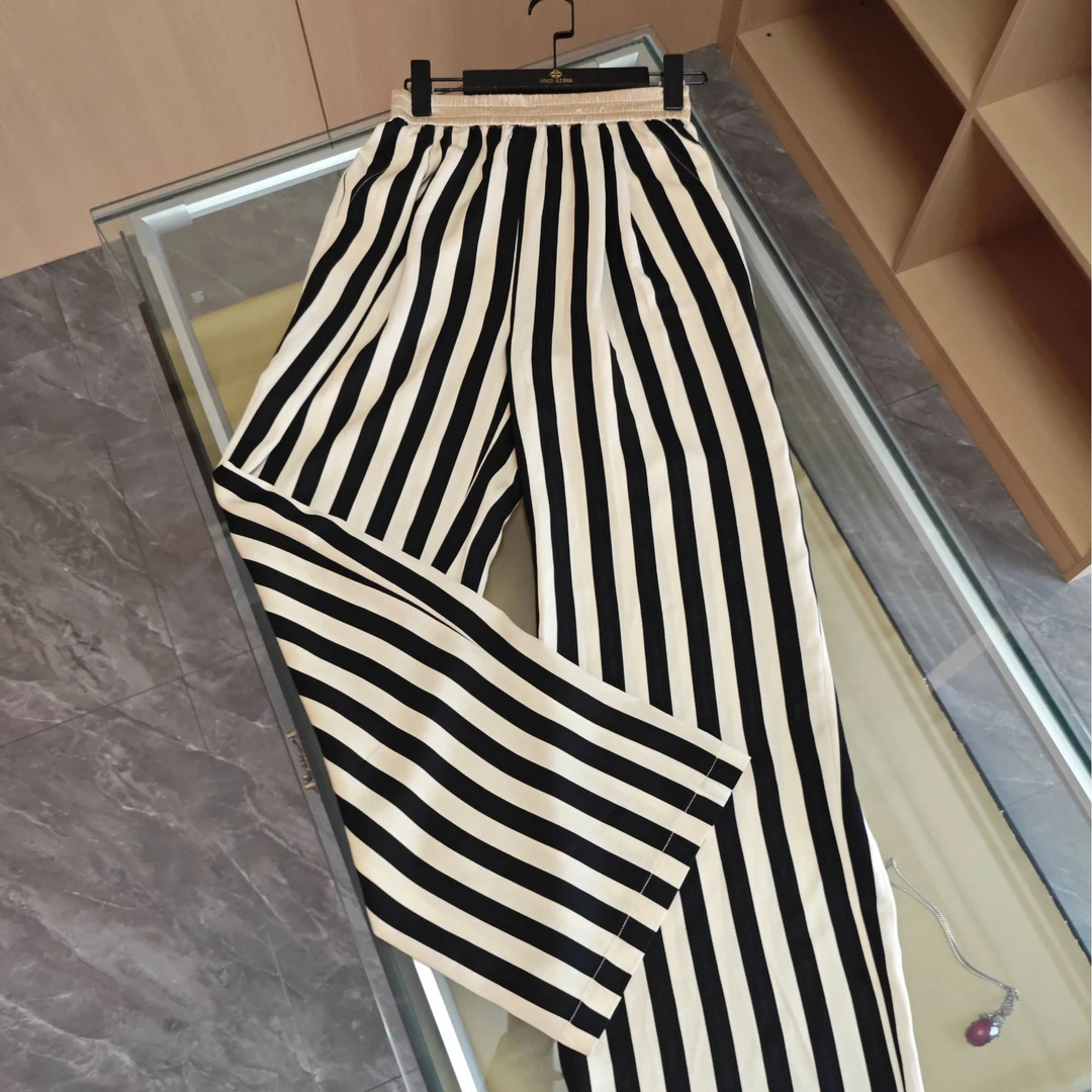 中腰秋季新款极简风通勤休闲阔脚裤长裤