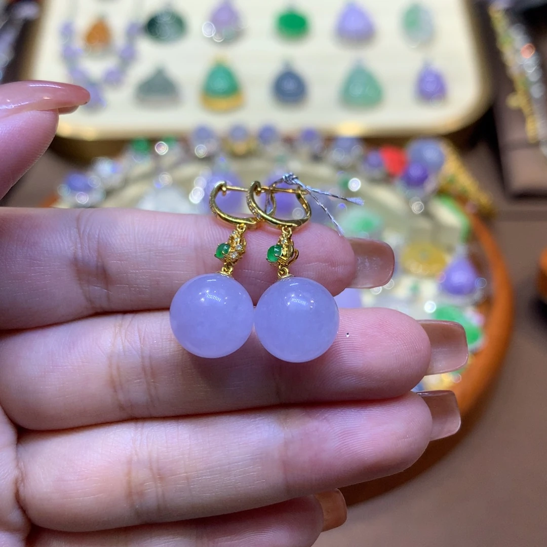 翡翠18K金镶嵌耳饰