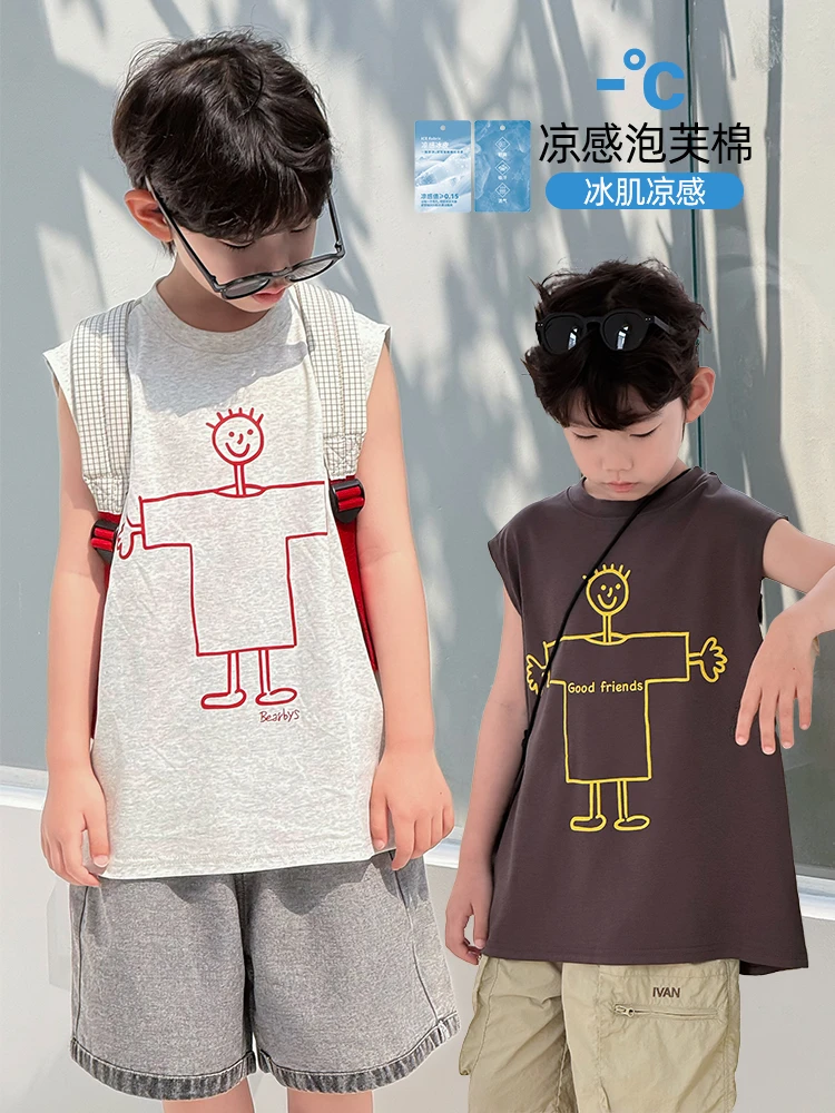 【简笔画】ivan家童装男童女童中大童卡通无袖T恤伍 dz4678