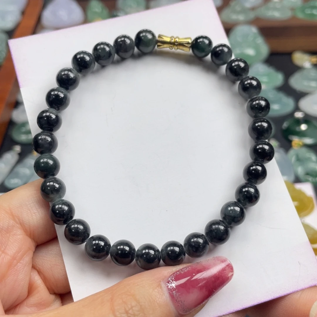 翡翠未镶嵌颈饰乌鸡手串