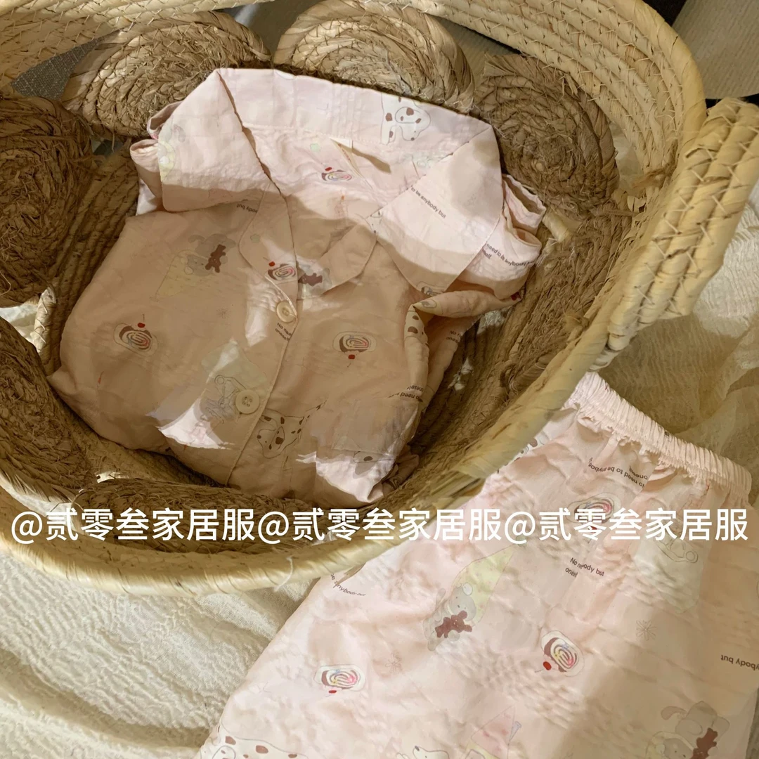 原创小狗小猫咪涂鸦睡衣短袖短裤夏季可爱甜美学生党可外穿家居服