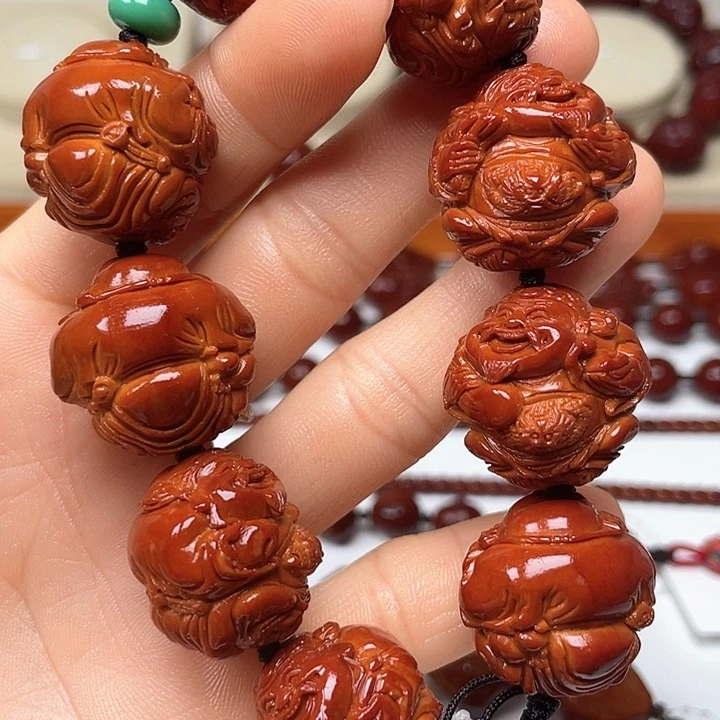 橄榄核手串龍*包浆玉化