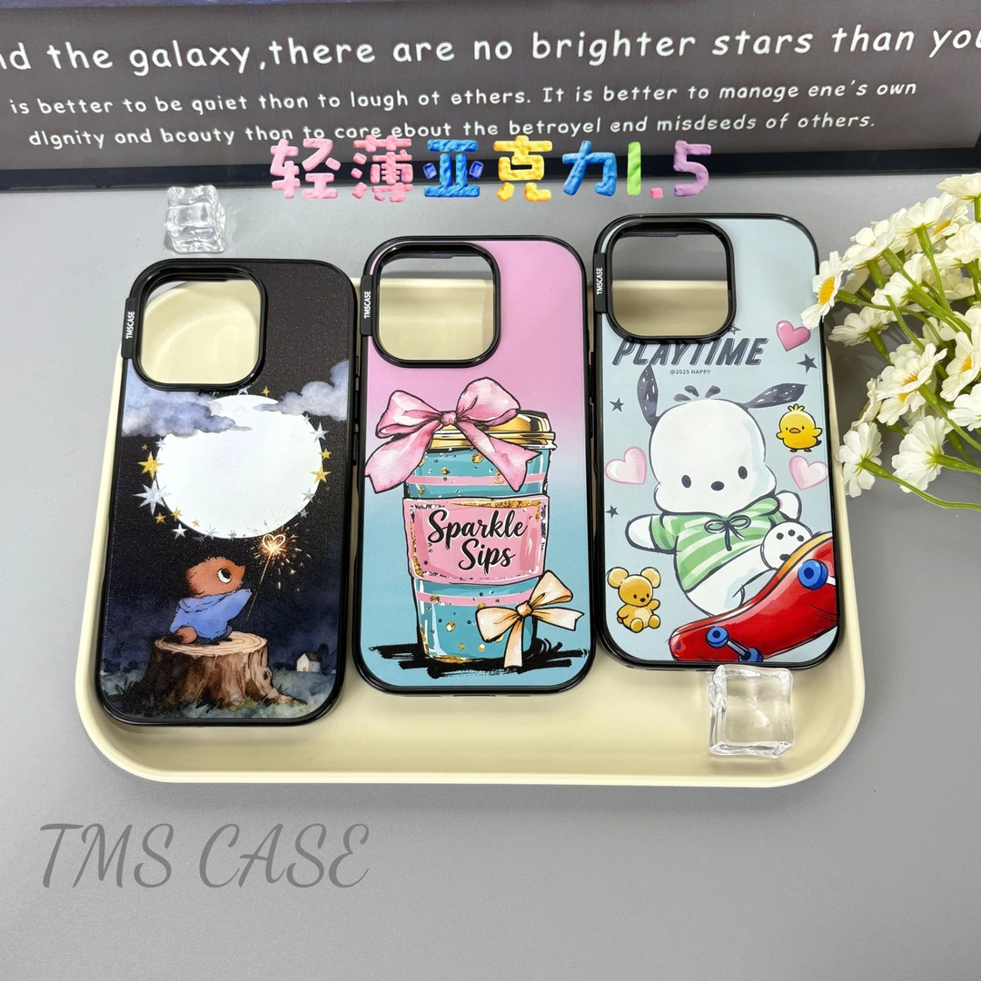 轻薄蝴蝶结杯子手机壳适用苹果17promax亚克力iPhone16p防摔15/14