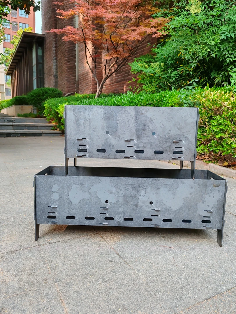 便携卡片式户外加厚碳钢木炭烧烤炉家用烤肉架