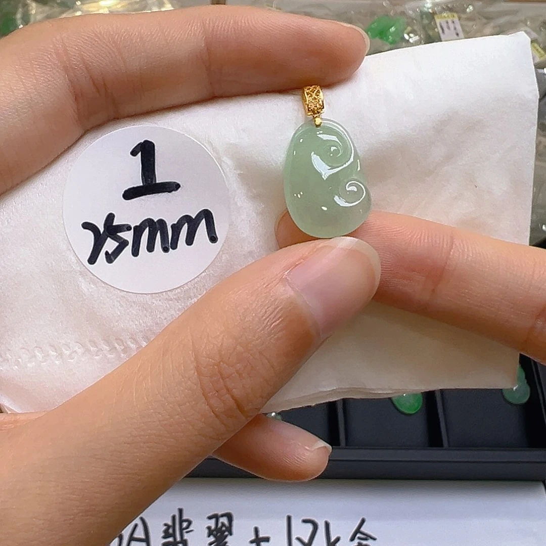 翡翠18K金镶嵌吊坠(不含链)翡翠