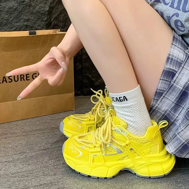 厚底复古老爹鞋女夏季新款软底网面运动鞋2518