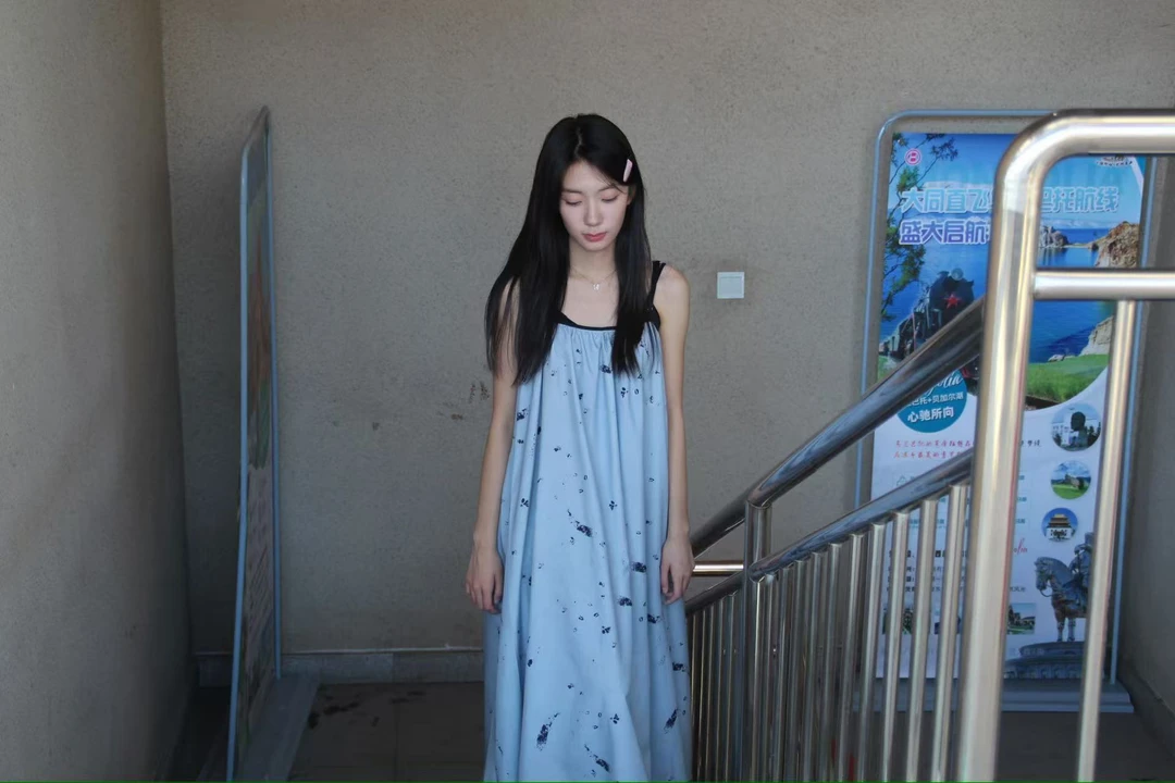 法式小众设计感水墨印花吊带长裙女夏季新款宽松显瘦