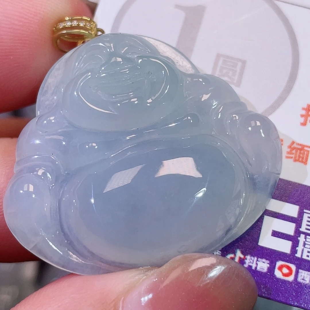 翡翠18K金镶嵌颈饰佛公