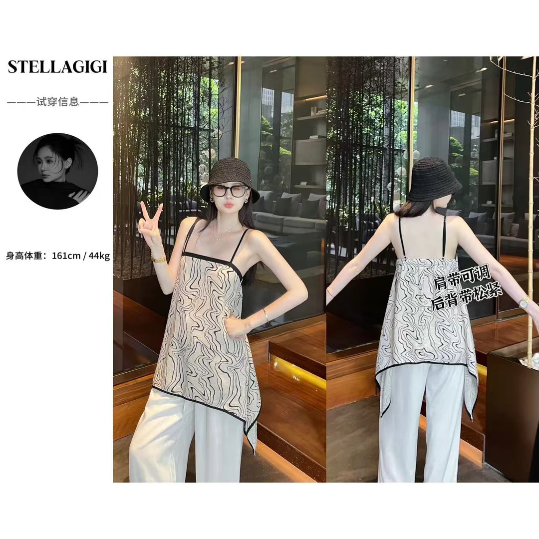 SG / 郭幂幂 SS 50%天丝50%苎麻 花纹后腰打揽吊带BX-20250388