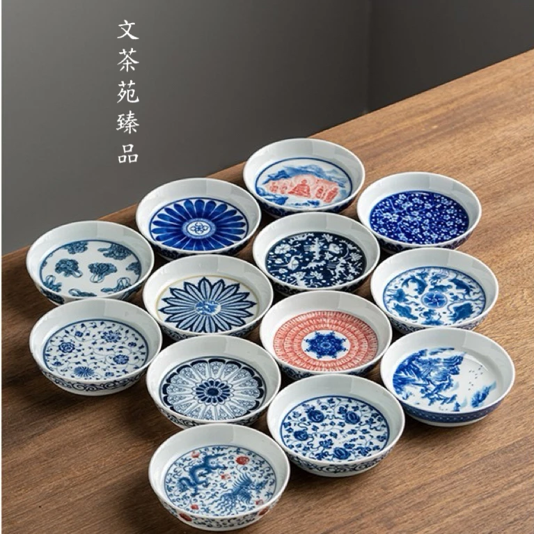 敦煌佛像山水缠枝莲青花釉下彩手绘壶承干泡台养壶国家级精品盖碗