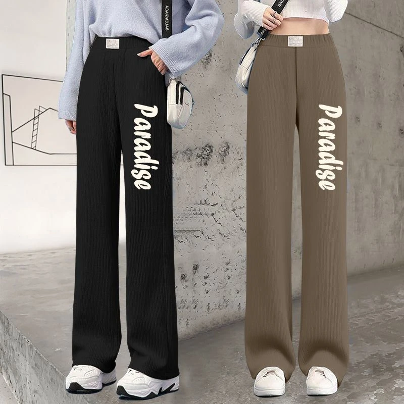 新款春秋女童宽松儿童中大童裤子女孩长裤阔腿裤灯芯绒筒裤洋气潮