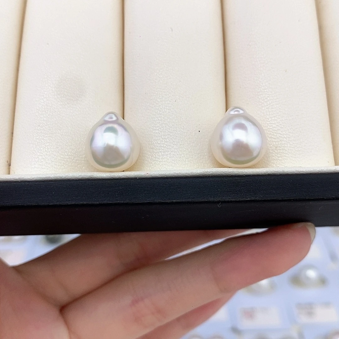 未镶嵌耳饰海水珍珠11-12mm澳白对珠