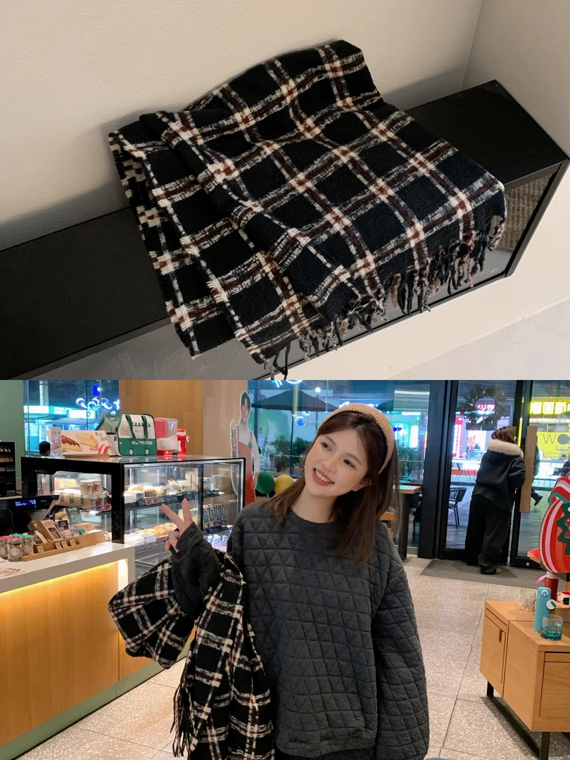 漫姐的店【流苏格子围巾】必备刚需围巾 冬日氛围感