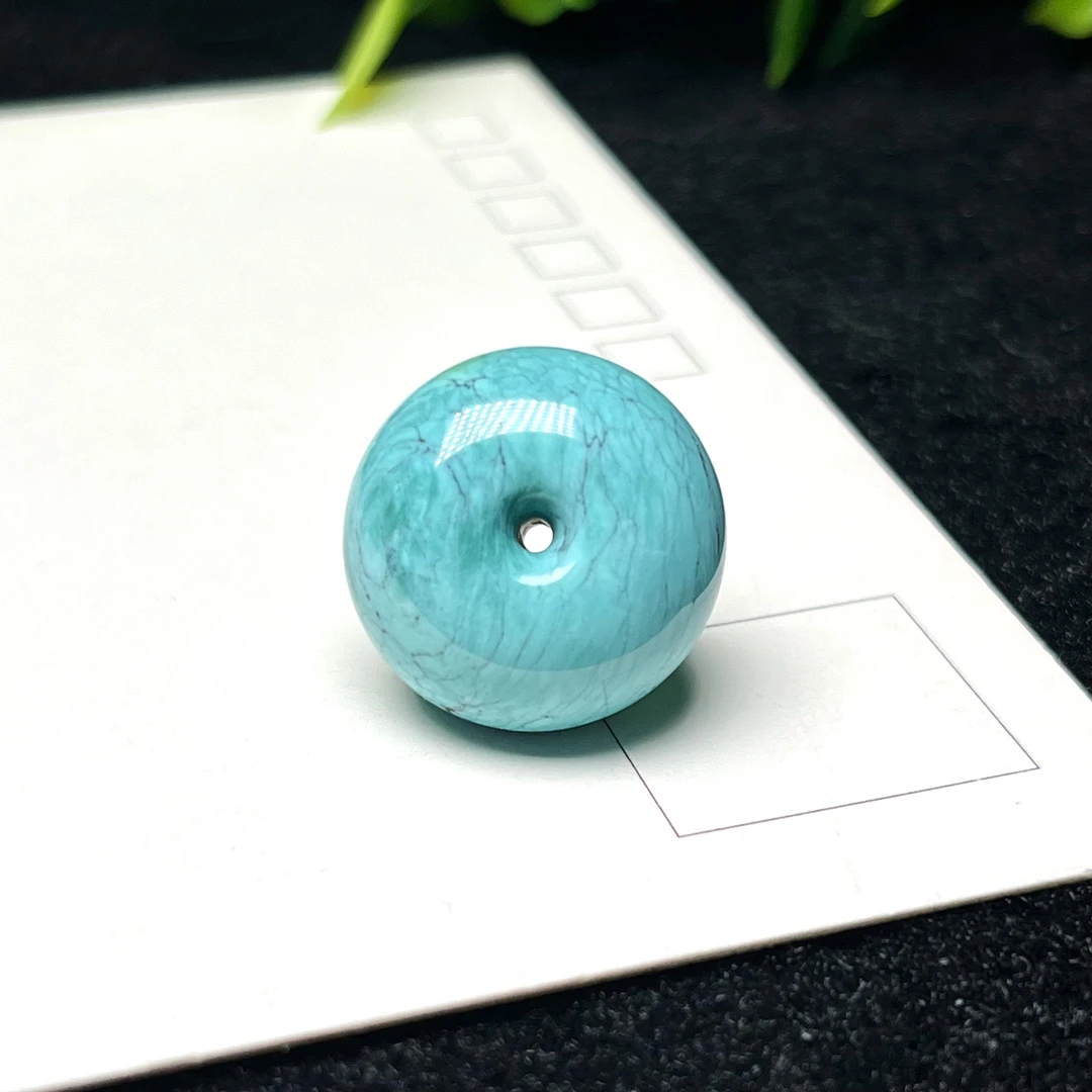 原矿高瓷无优化绿松石平安扣面包圈 直径17厚9mm重4.8克天蓝扣子