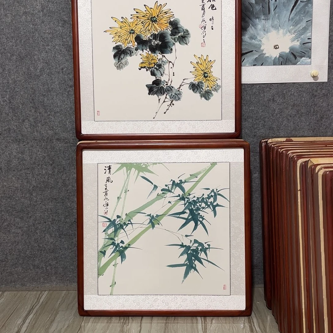国画书画作品带框63×63