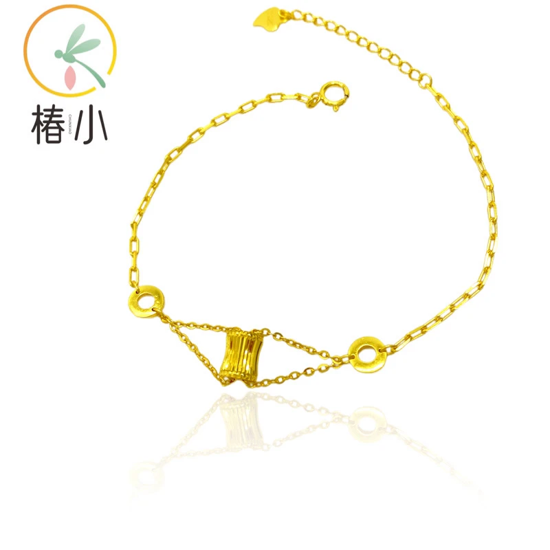 925银手链 金色镭射时尚小众百搭小蛮腰手链简约轻奢【椿小】640056
