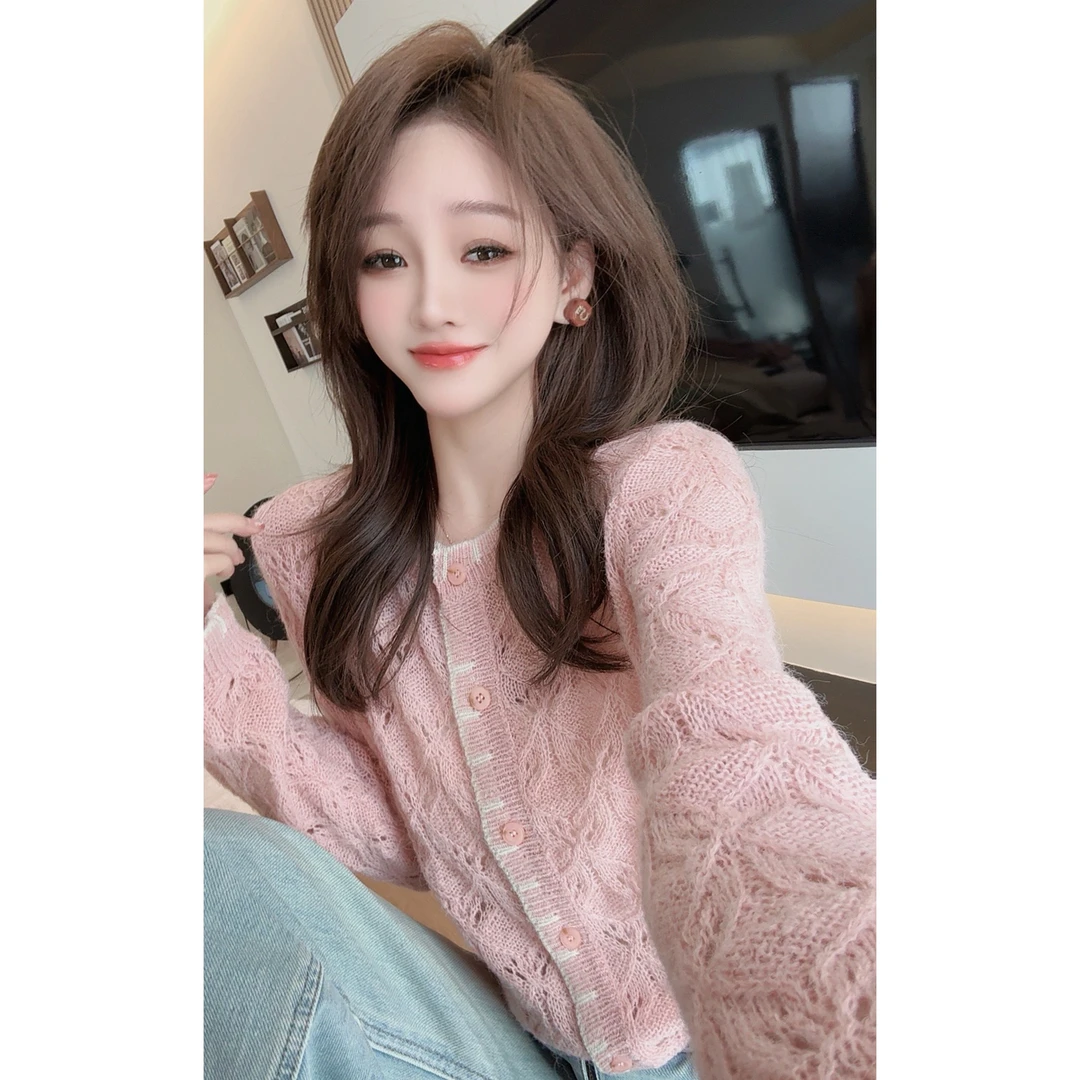 【CHEN】欧若风女人味镂空毛衣温柔减龄显白长袖针织开衫25020702