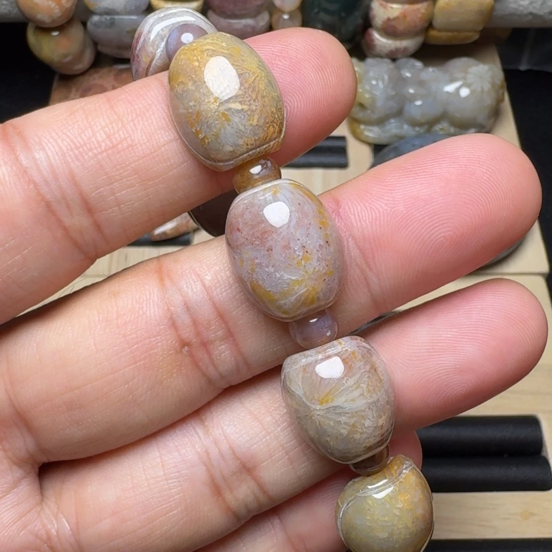 硅化玉未镶嵌纯天然色有机玉石保真色烟花福甲