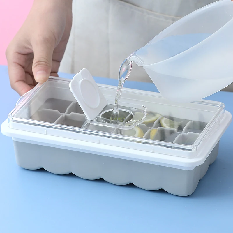 大容量冰块模具创意带密封盖注水孔硅胶冰格辅食冷藏自制冰粒盒子