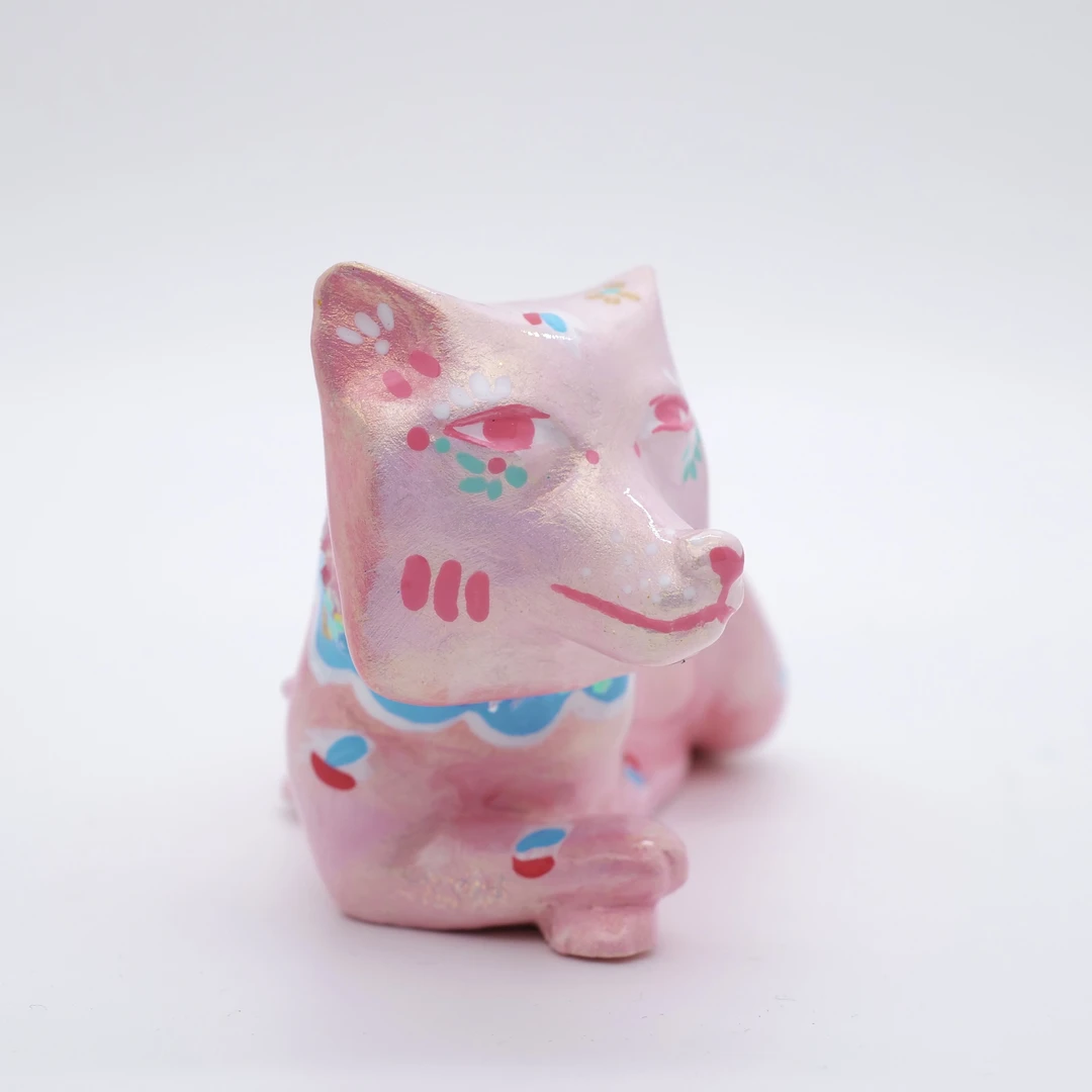 王甜心摆件《狐狸》艺术石膏作品，手工绘制，仅一件