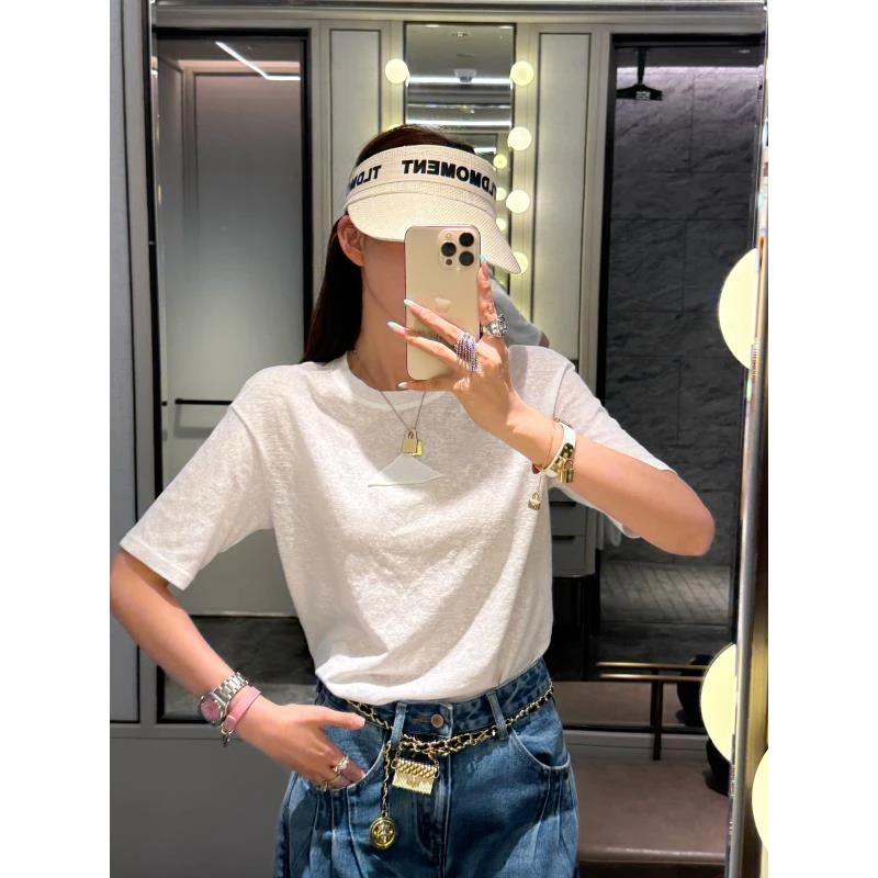 LI婉君【三角标T】防晒薄款时尚百搭短袖打底T恤上衣LWJ25A1T946