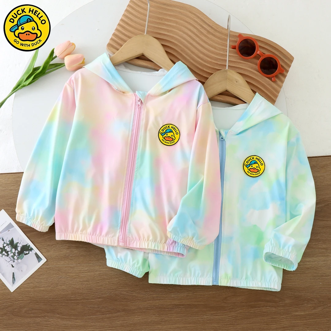 哈罗小黄鸭儿童渐变色防晒衣2025新款夏季男童女童宝宝冰感外套
