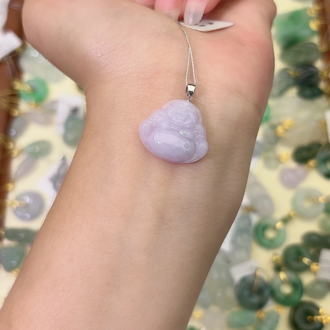 翡翠18K金镶嵌颈饰佛公