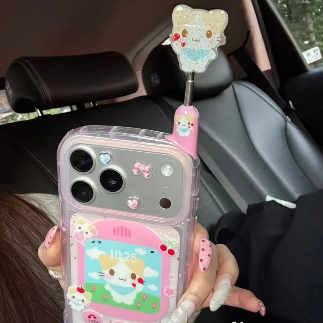 可爱古早猫咪大哥大适用于苹果17pro/16promax手机壳15保护套1413