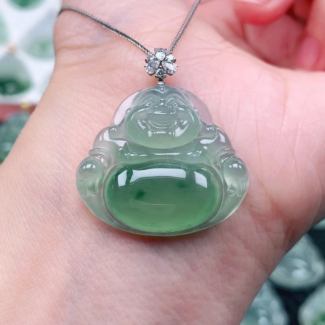 吊坠(不含链)18K金镶嵌翡翠