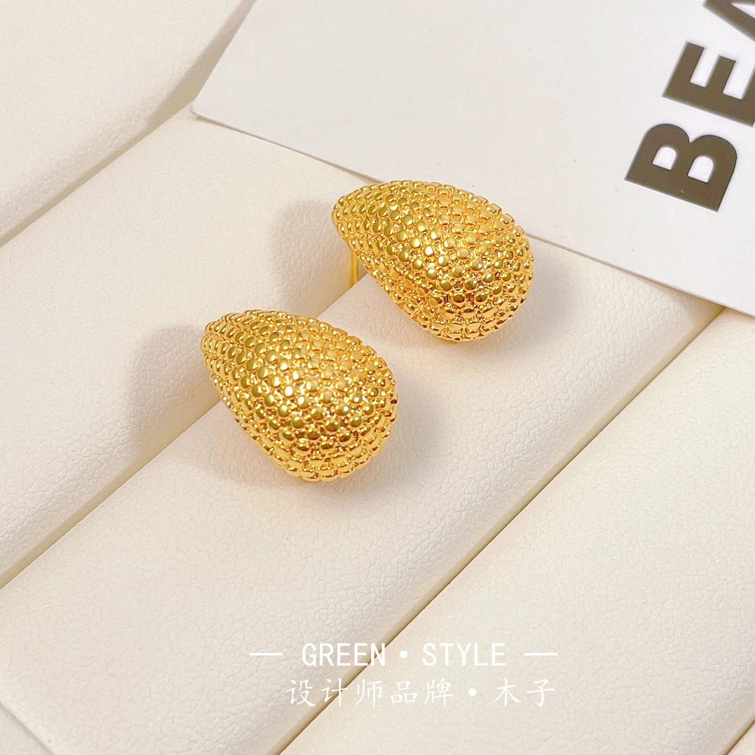 铜合金耳饰 【水滴耳钉】气质复古个性轻奢高级简约时尚精致-B158