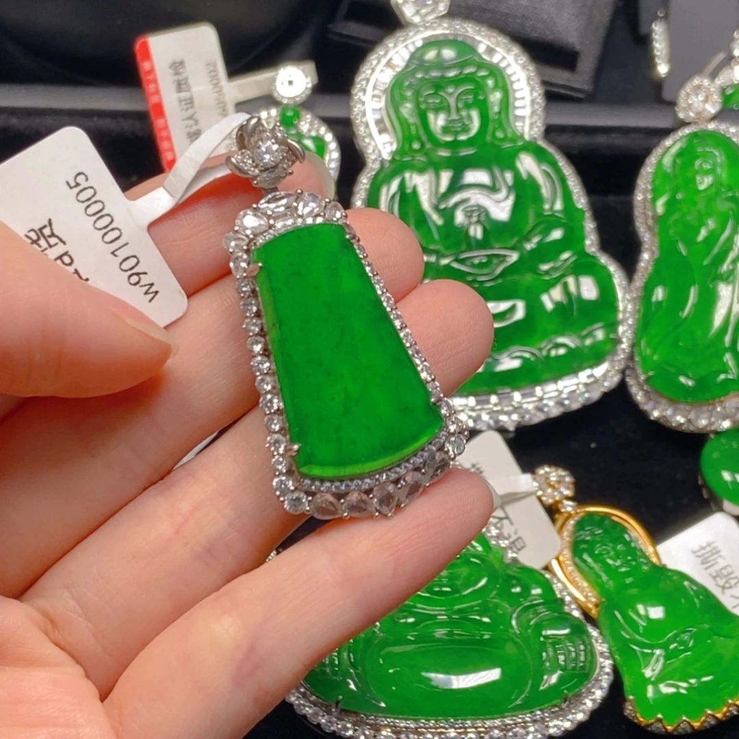 翡翠银S925镶嵌吊坠(不含链)