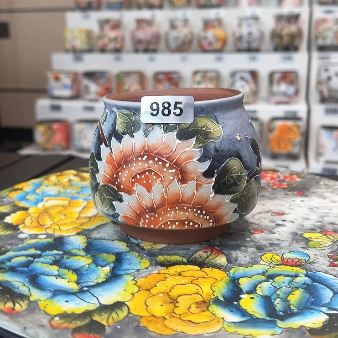 福利手绘陶瓷花盆口8.5