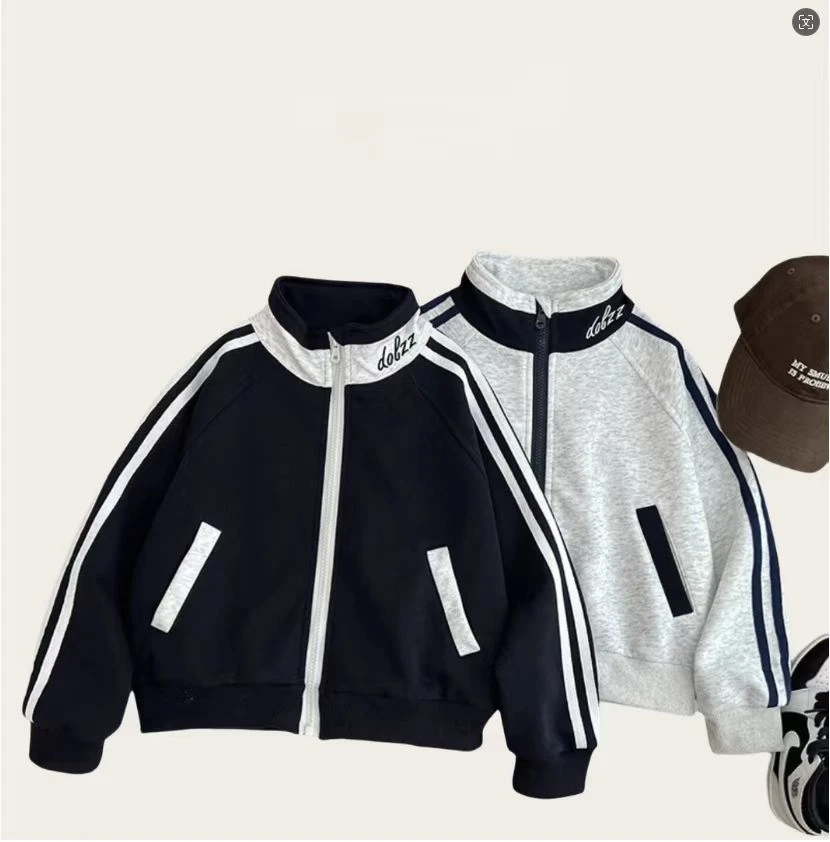 儿童春季韩版运动休闲立领条纹时尚外套