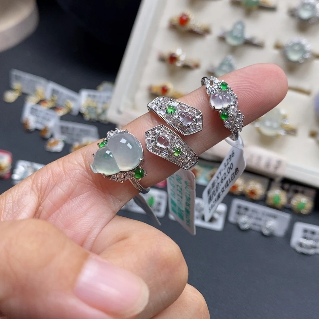 汽***姐翡翠银S925镶嵌戒指