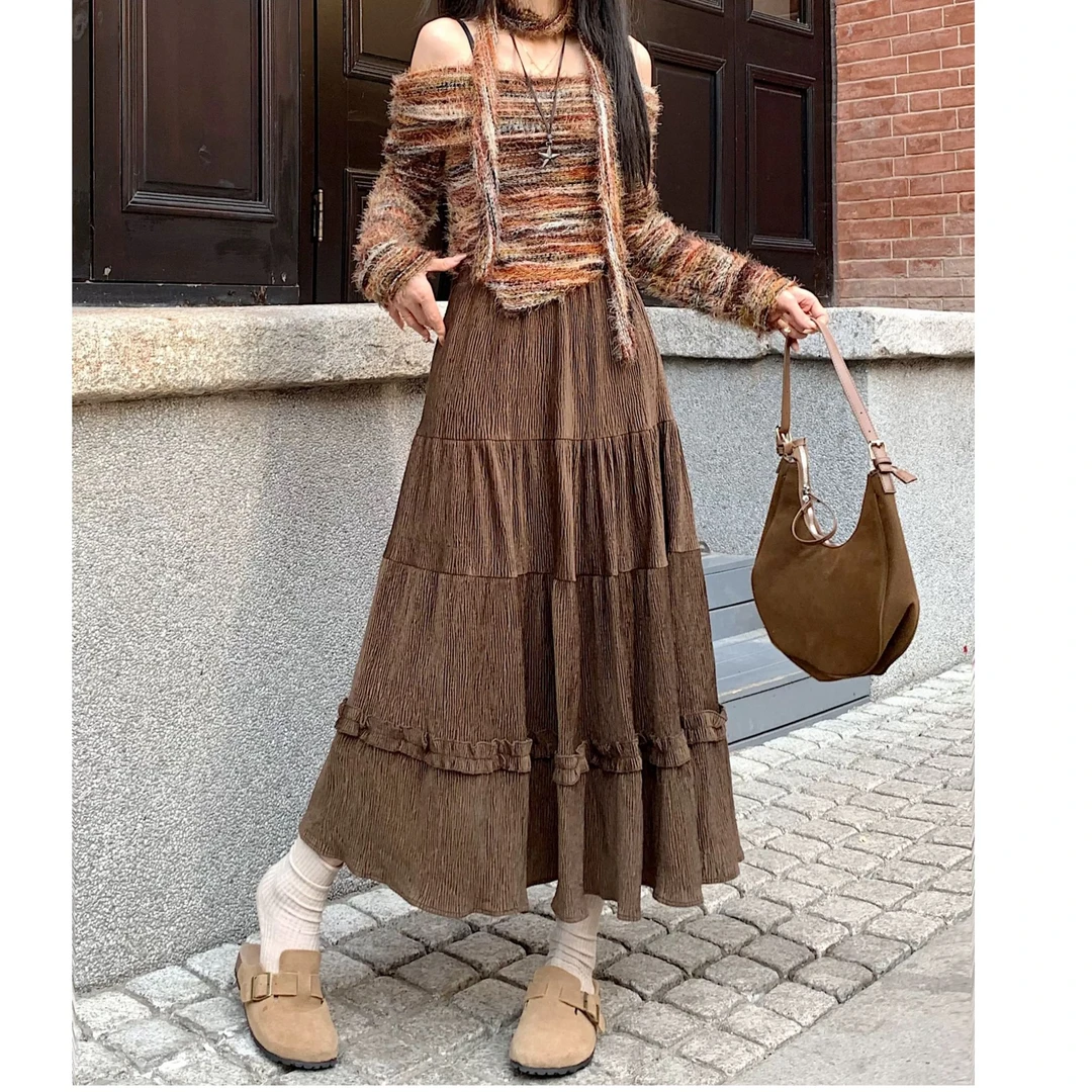 【春上新 婷哥定制 焦糖春语】秋季大码女装高腰显瘦百搭裙TGW41348