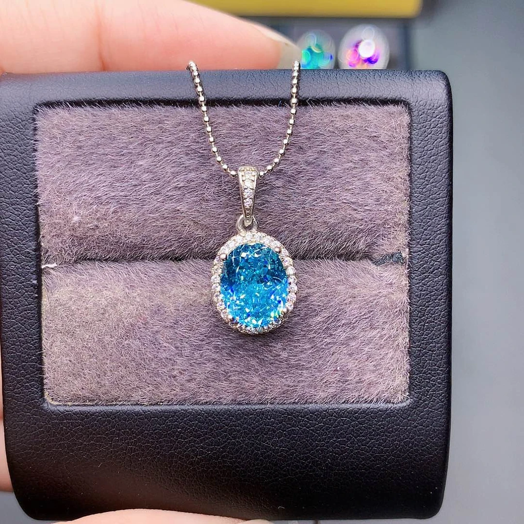 帕拉依巴碧玺银S925镶嵌颈饰