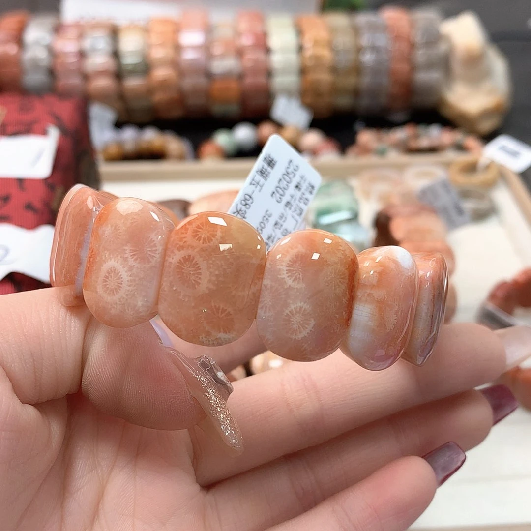 硅化珊瑚（珊瑚玉）手链未镶嵌小***?244