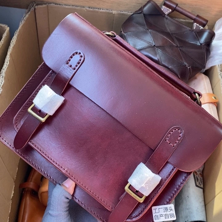 头层牛皮瑕疵单肩包