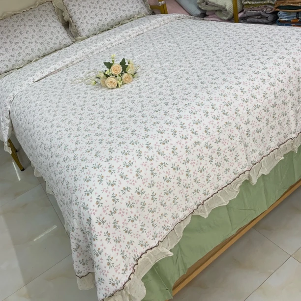 一等品A类纯棉四件套韩式荷叶边小清新