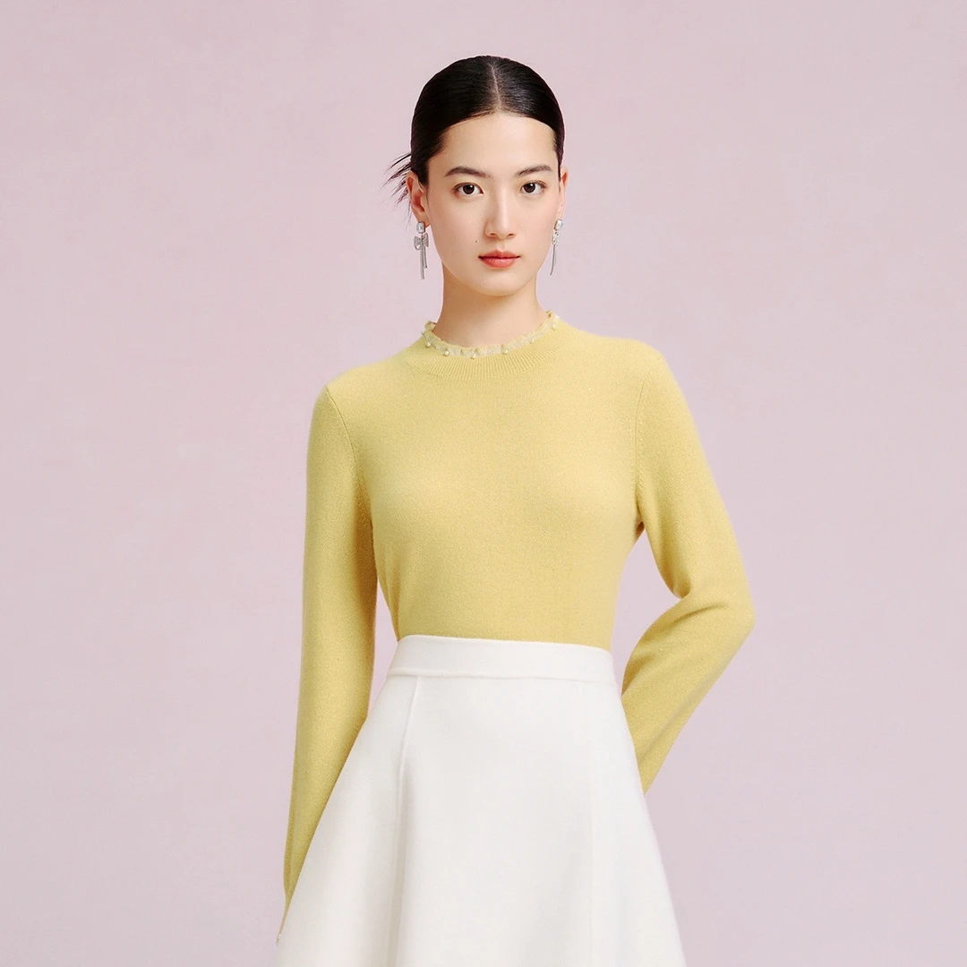 【婷婷专属】拉珂蒂秋冬季半高领通勤必备针织衫钉珠打底衫套头衫