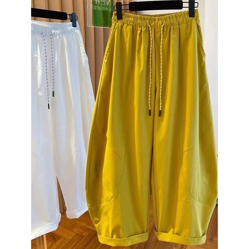 300斤加大码夏季慵懒风弯刀休闲裤男宽松休闲百搭阔腿百搭ins长裤