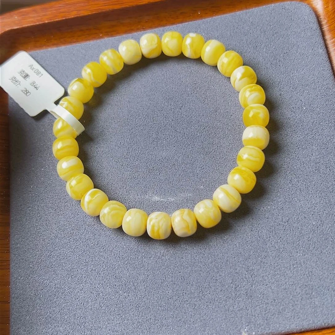 琥珀手链未镶嵌8 m金白手串